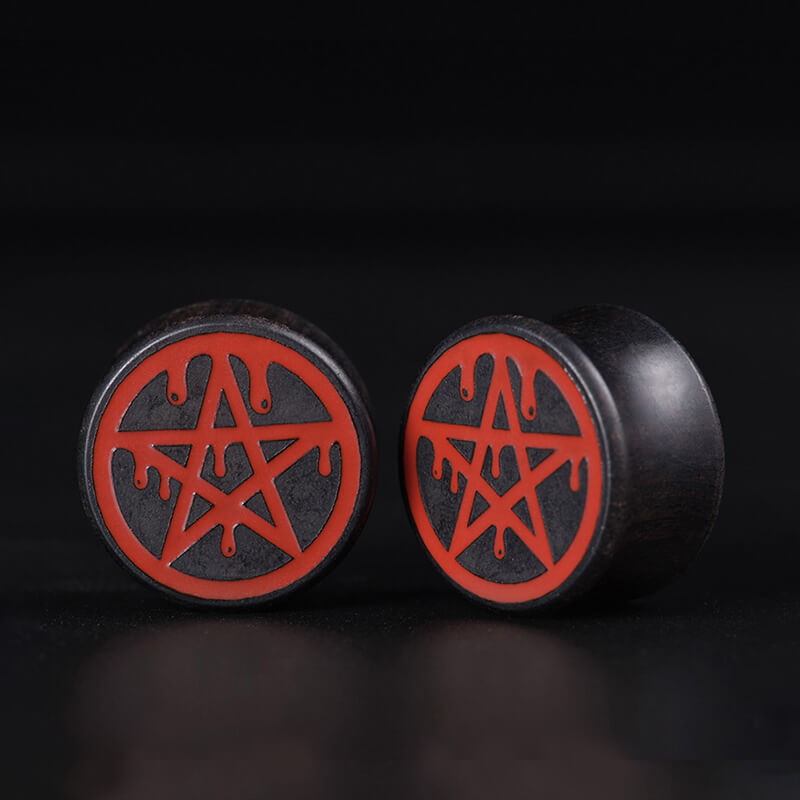 Pentagram Black Ebony Ear Gauge | Gthic.com