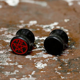 Pentagram Black Ebony Ear Gauge | Gthic.com