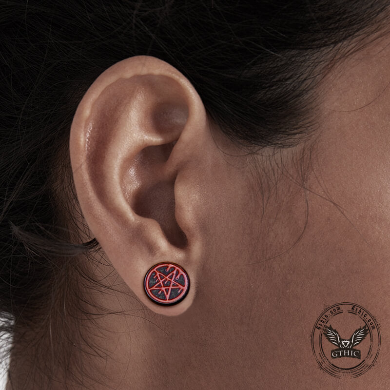 Pentagram Black Ebony Ear Gauge | Gthic.com