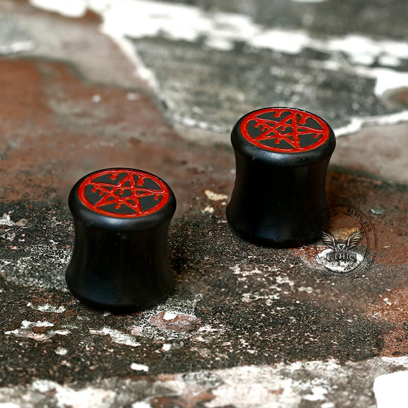 Pentagram Black Ebony Ear Gauge