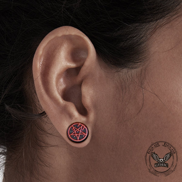 Pentagram Black Ebony Ear Gauge | Gthic.com