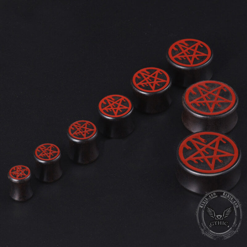 Pentagram Black Ebony Ear Gauge | Gthic.com