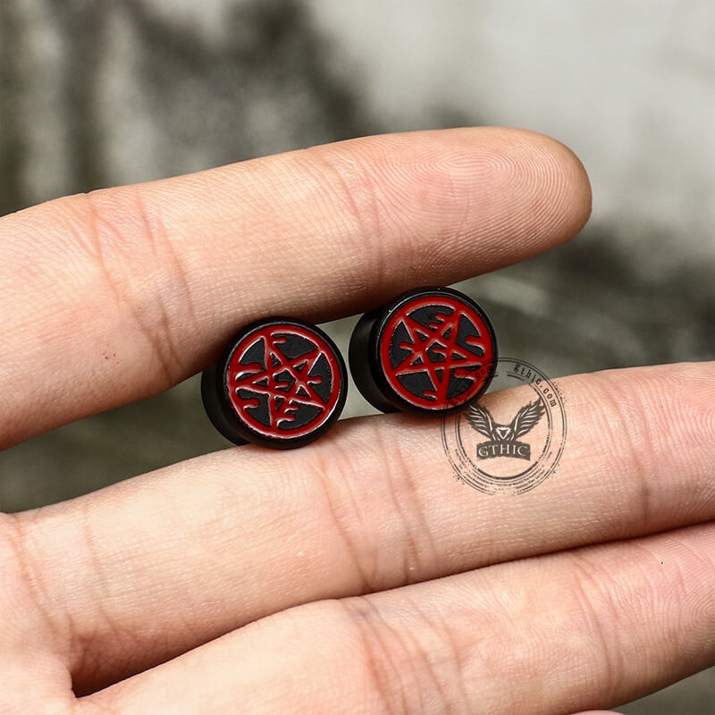 Pentagram Black Ebony Ear Gauge | Gthic.com