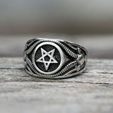 Pentagram Goat Stainless Steel Satan Ring