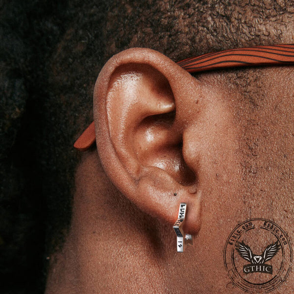 Pentagram Viking Rune Stainless Steel Stud Earrings | Gthic.com