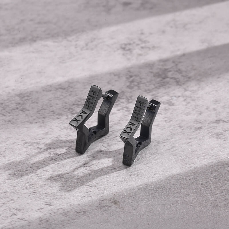 Pentagram Viking Rune Stainless Steel Stud Earrings | Gthic.com