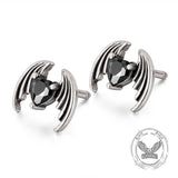 Personalized Devil Wings Heart Zircon Stainless Steel Earrings | Gthic.com