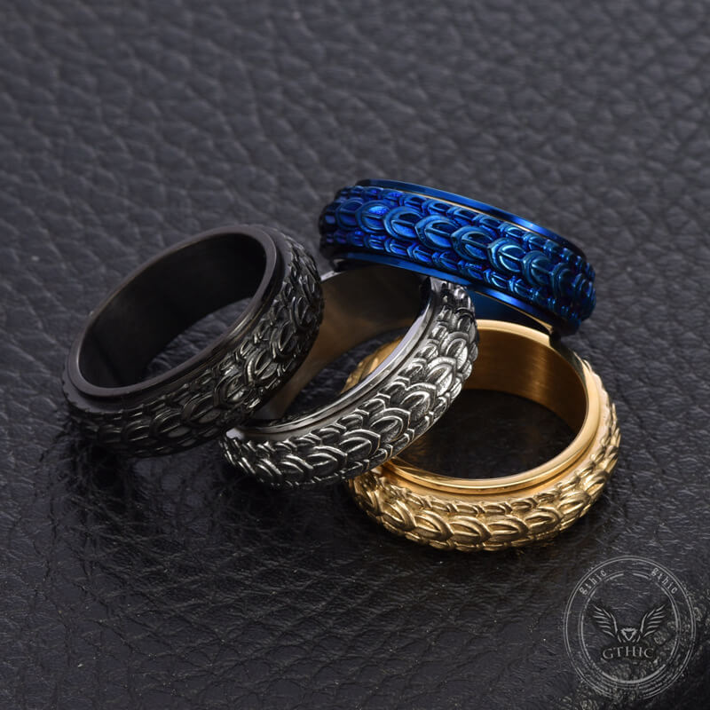 Personalized Dragon Scale Titanium Steel Spinner Ring