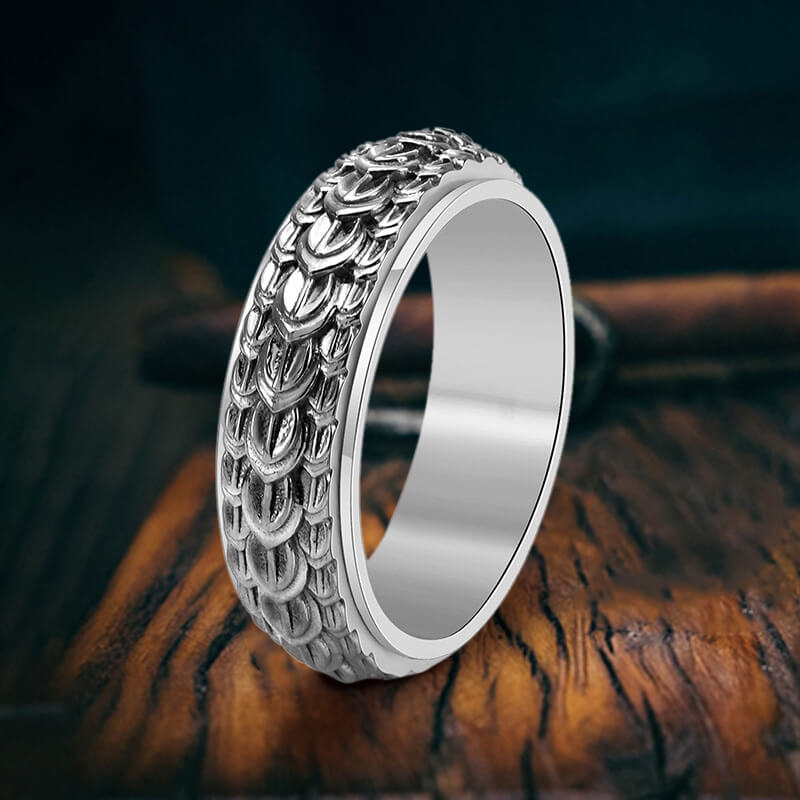 Personalized Dragon Scale Titanium Steel Spinner Ring