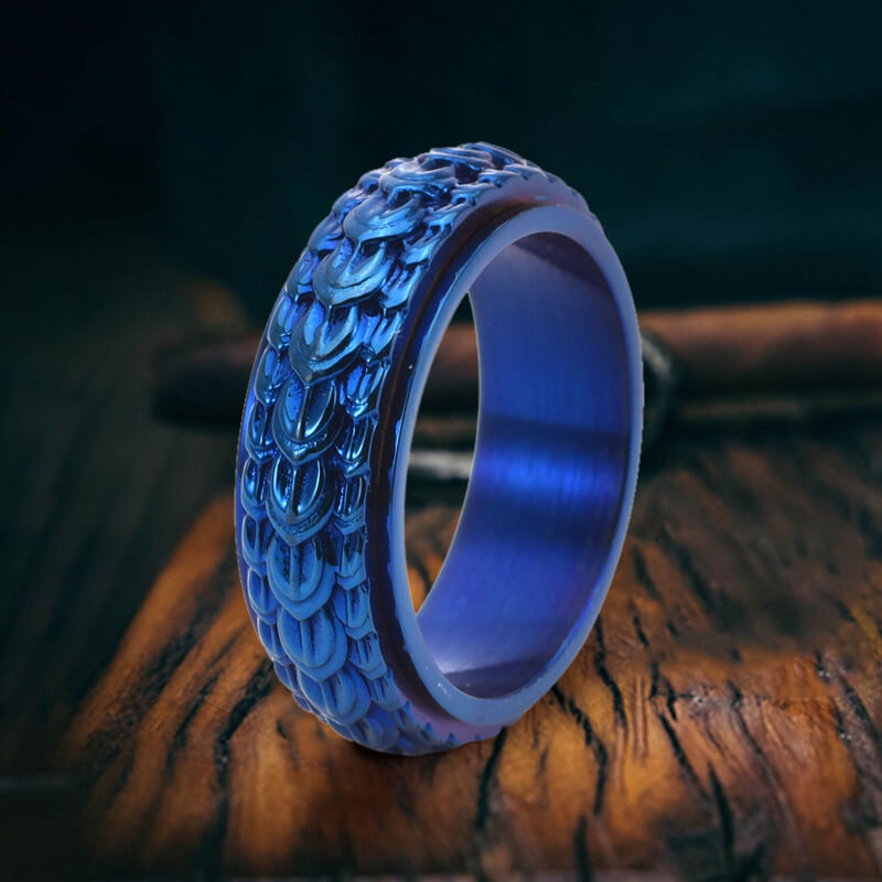 Personalized Dragon Scale Titanium Steel Spinner Ring