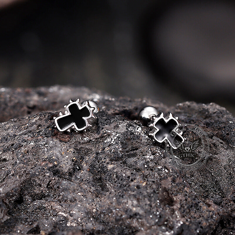 Personalized Drip Oil Cross Stainless Steel Earrings