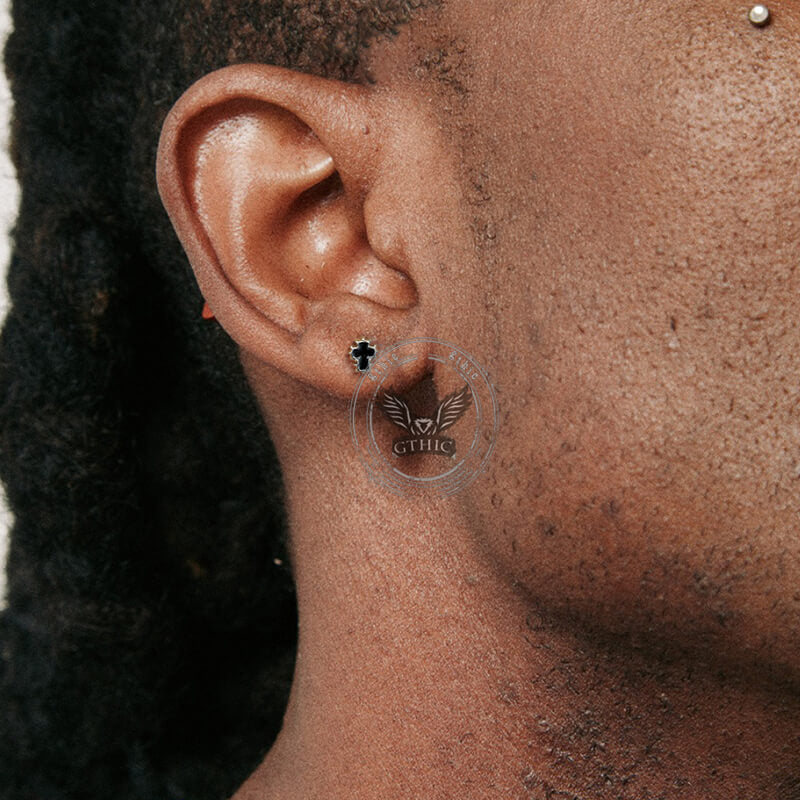 Personalized Drip Oil Cross Stainless Steel Earrings