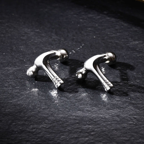 Personalized Hammer Stainless Steel Screw Earrings | Gthic.com