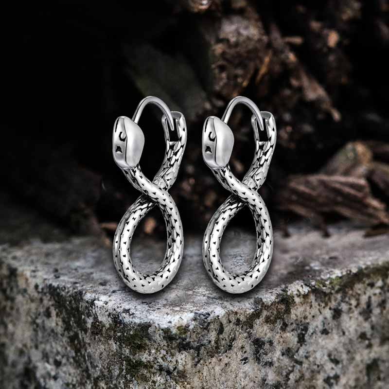 Personalized Infinity Snake Stainless Steel Earrings 01 | Gthic.com