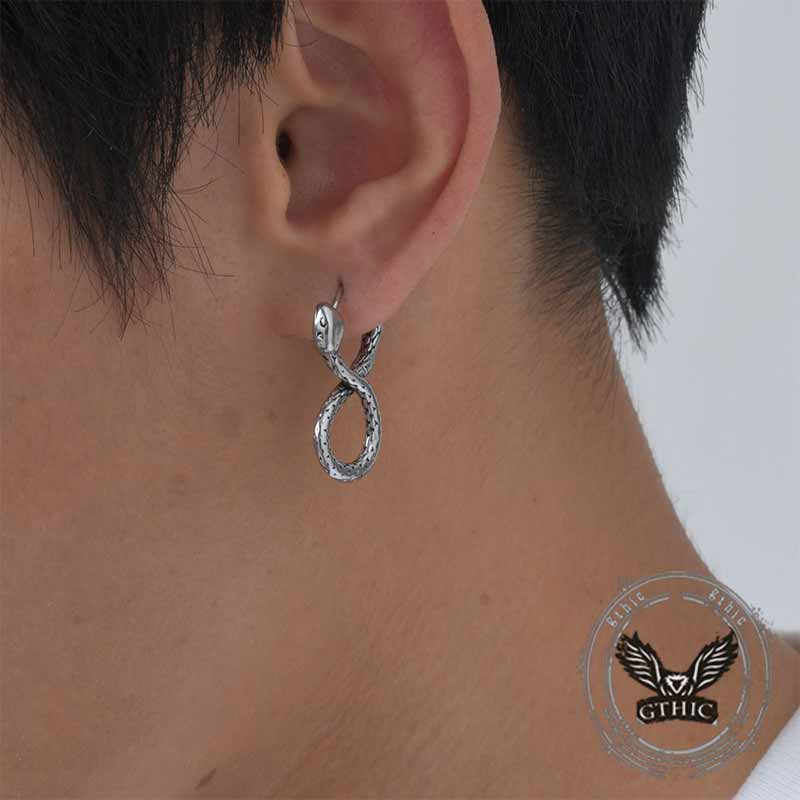 Personalized Infinity Snake Stainless Steel Earrings 02 | Gthic.com
