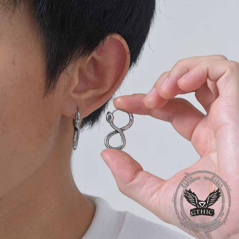 Personalized Infinity Snake Stainless Steel Earrings 03 | Gthic.com