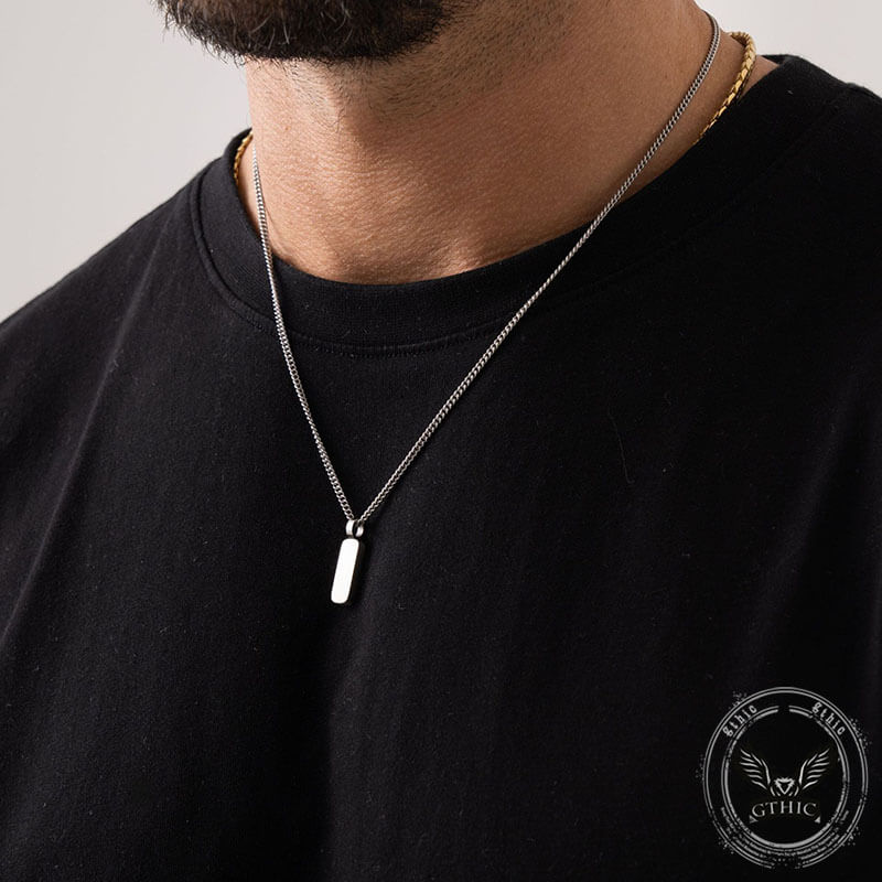 Personalized Simple Stainless Steel Bar Necklace 03 | Gthic.com