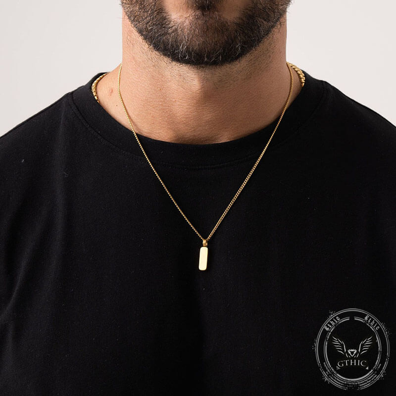 Personalized Simple Stainless Steel Bar Necklace | Gthic.com