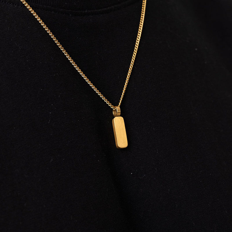 Personalized Simple Stainless Steel Bar Necklace | Gthic.com