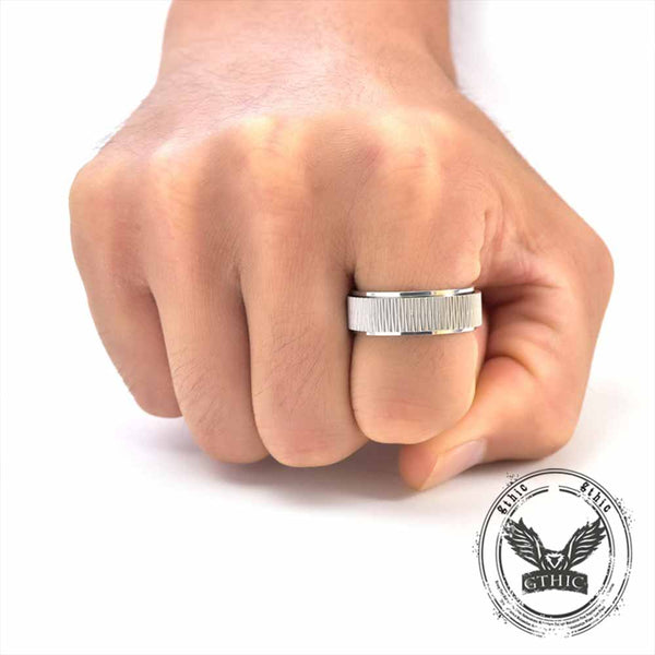 Personalized Twill Stainless Steel Spinner Ring | Gthic.com