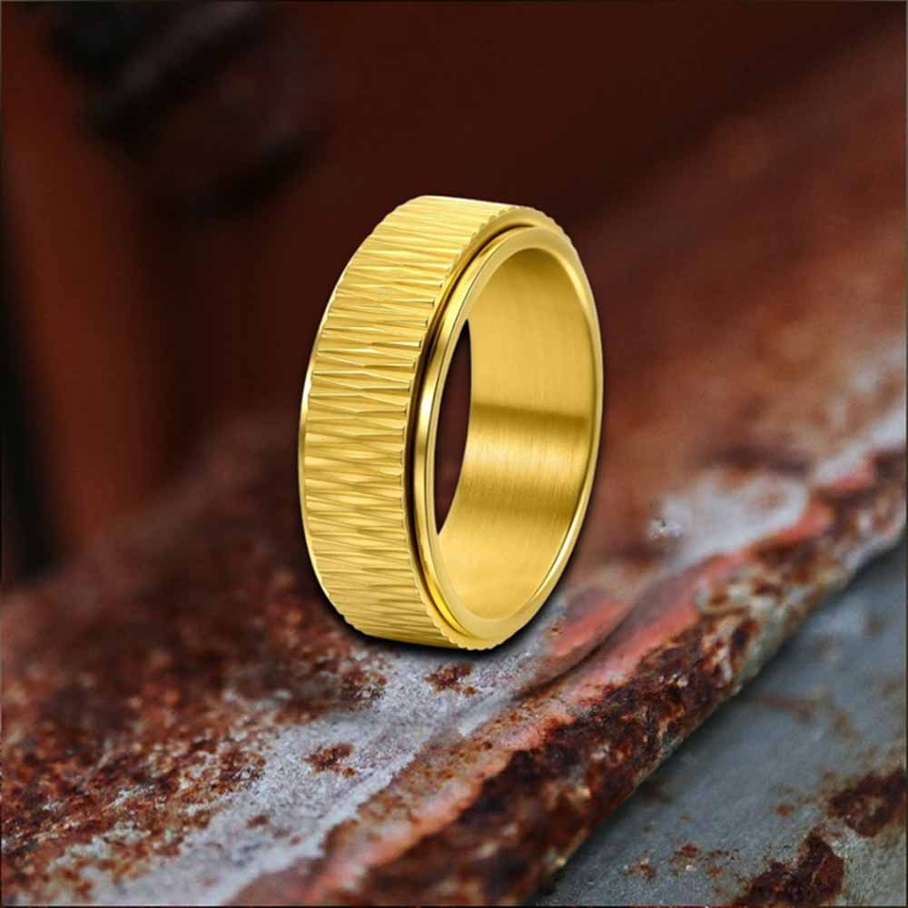 Personalized Twill Stainless Steel Spinner Ring | Gthic.com
