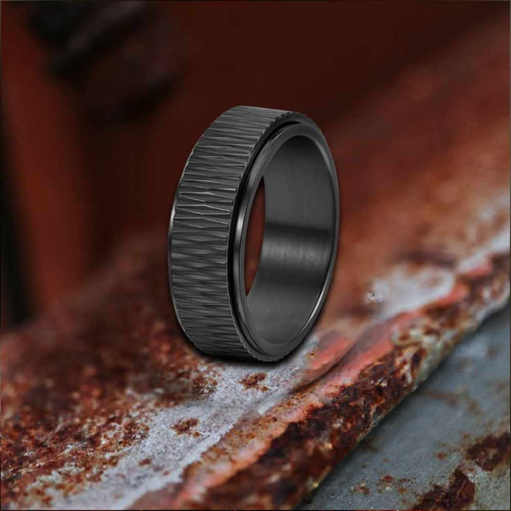 Personalized Twill Stainless Steel Spinner Ring