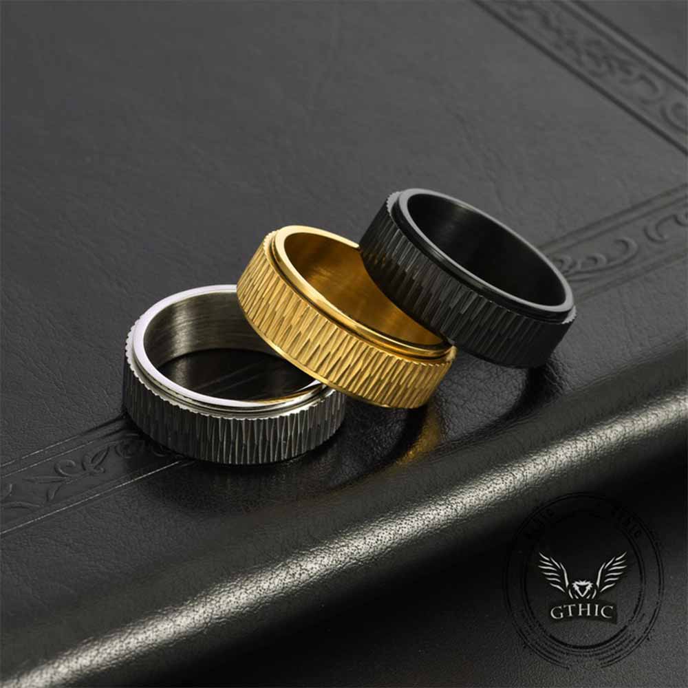 Personalized Twill Stainless Steel Spinner Ring