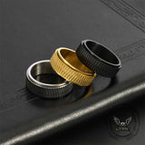 Personalized Twill Stainless Steel Spinner Ring
