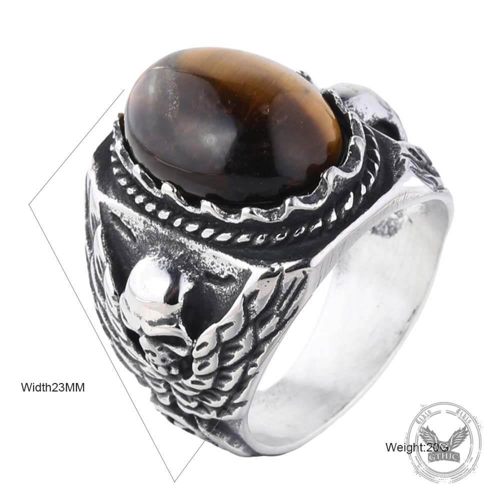 Personalized Vintage Turquoise Stainless Steel Skull Ring