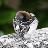 Personalized Vintage Turquoise Stainless Steel Skull Ring | Gthic.com