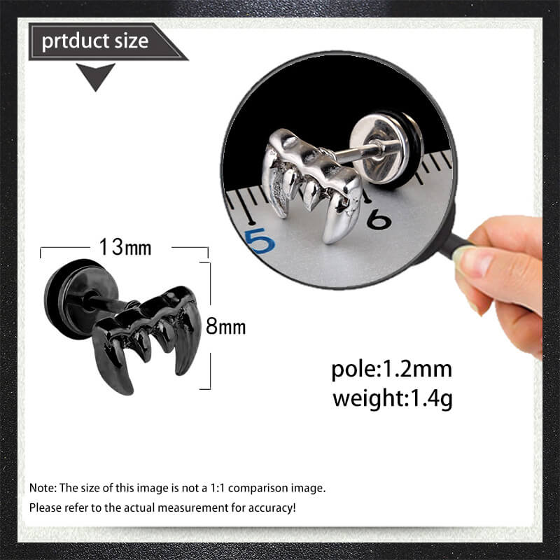 Personalized Wolf Tooth Stainless Steel Animal Earrings | Gthic.com