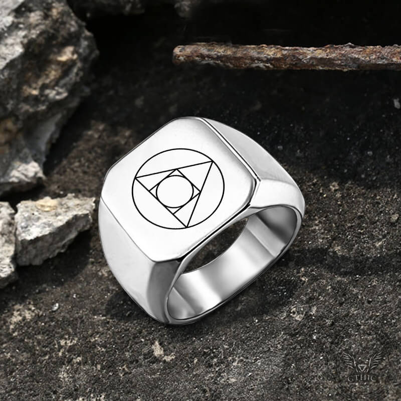 Philosopher Stone Stainless Steel Occultism Ring | Gthic.com