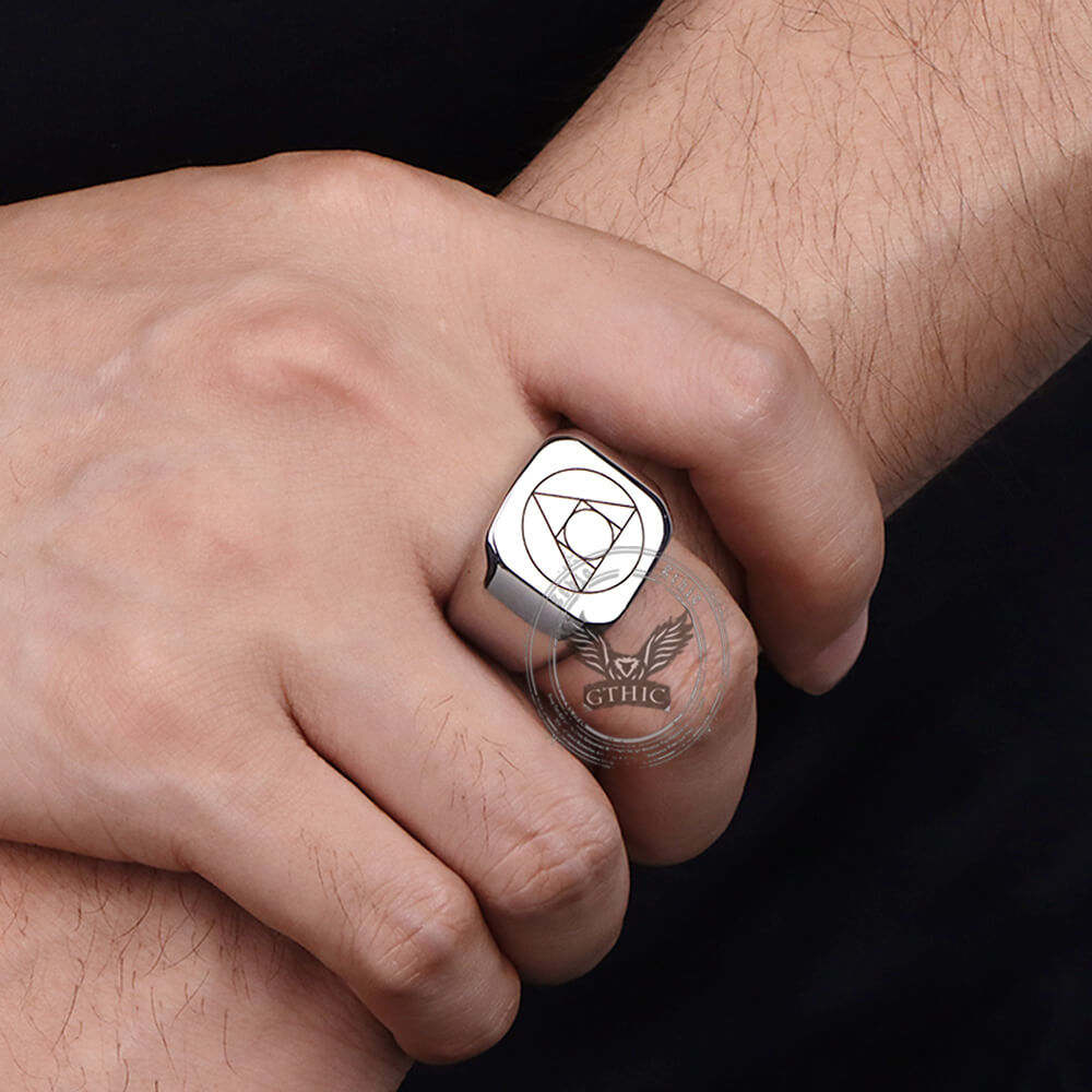 Philosopher Stone Stainless Steel Occultism Ring | Gthic.com