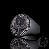 Phoenix Flame Pattern Sterling Silver Ring | Gthic.com