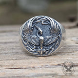 Phoenix Flame Pattern Sterling Silver Ring | Gthic.com