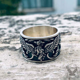 Phoenix Floral Pattern Sterling Silver Ring