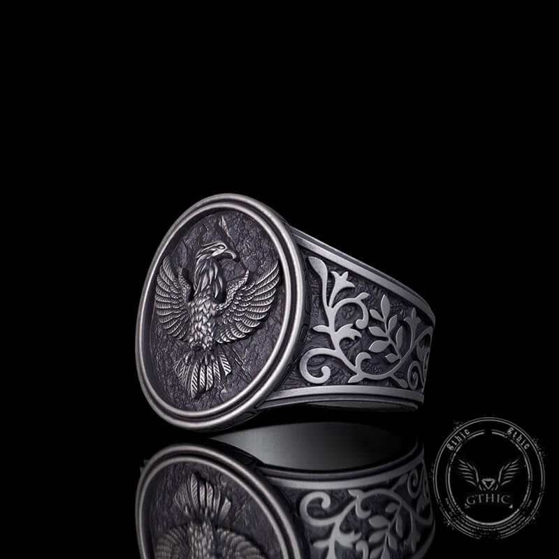Phoenix Vine Pattern Sterling Silver Ring | Gthic.com