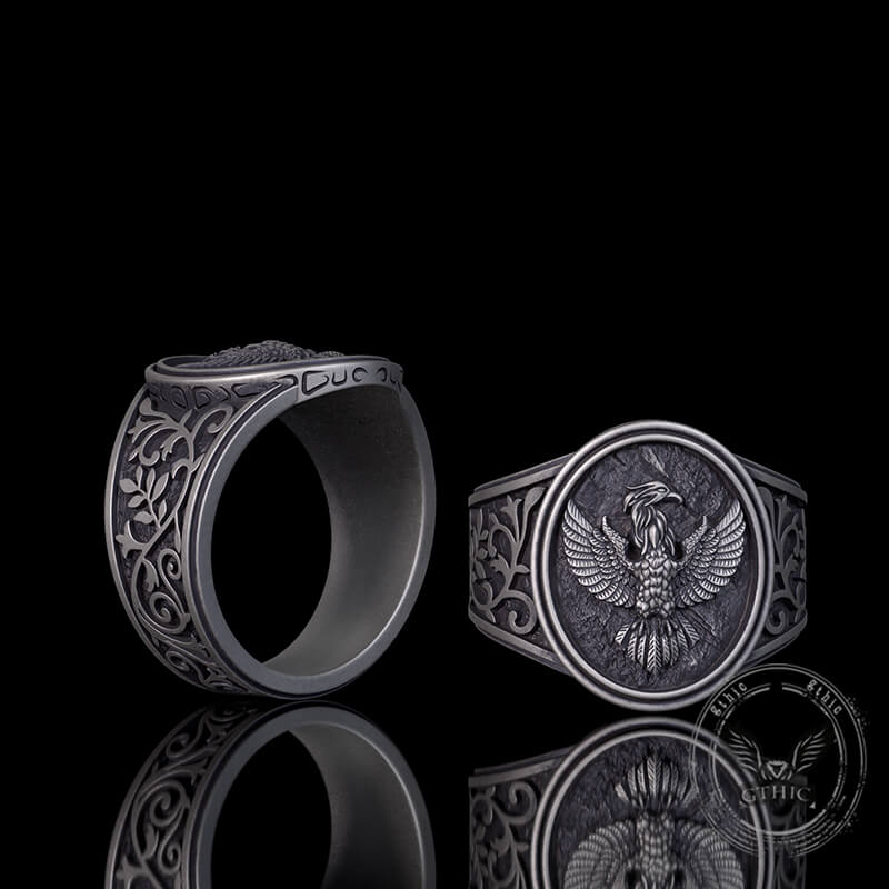 Phoenix Vine Pattern Sterling Silver Ring | Gthic.com