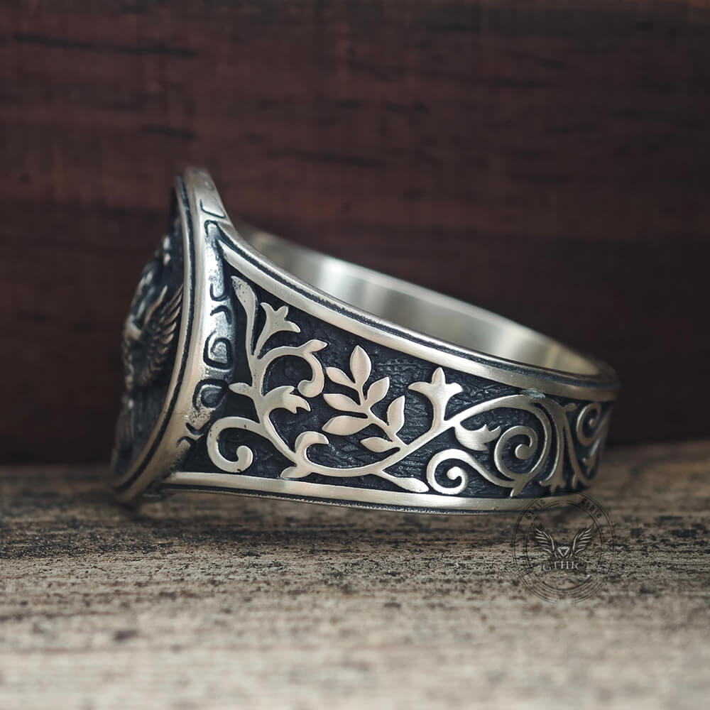 Phoenix Vine Pattern Sterling Silver Ring