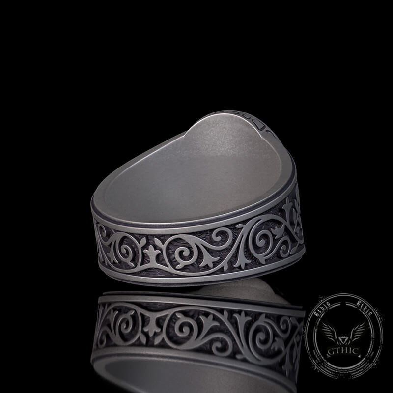 Phoenix Vine Pattern Sterling Silver Ring | Gthic.com