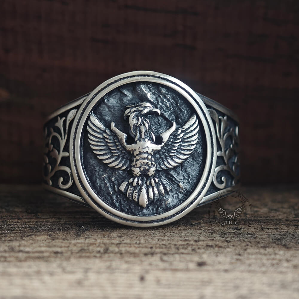 Phoenix Vine Pattern Sterling Silver Ring | Gthic.com