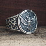 Phoenix Vine Pattern Sterling Silver Ring | Gthic.com