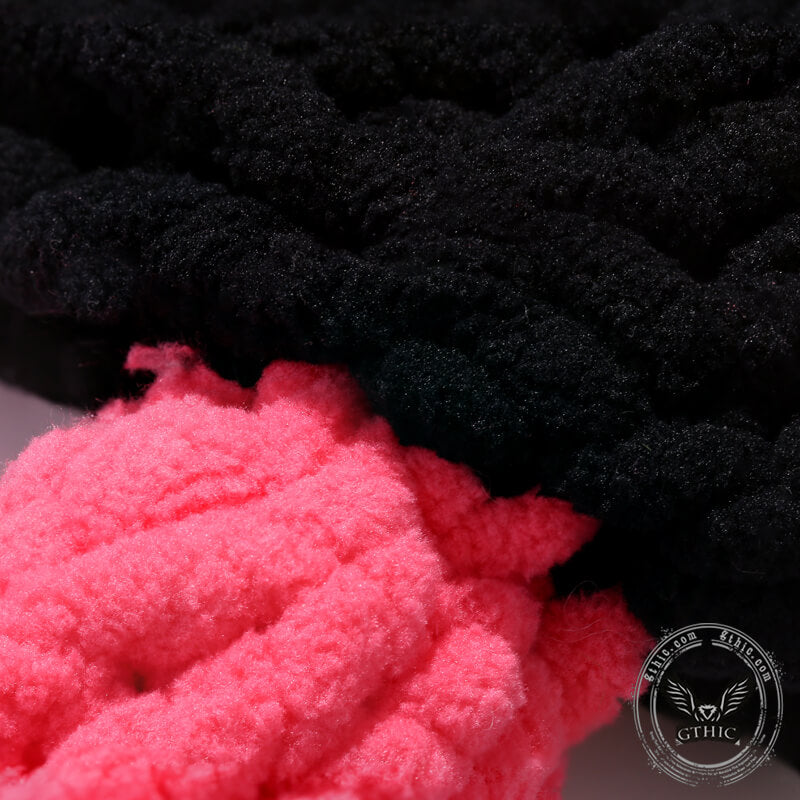 Pink Horn Demon Knitted Beanie Hat