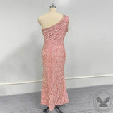 Pink Sparkly One Shoulder Sequin Dress