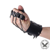 Pirate Skull Leather Removable Finger Gloves