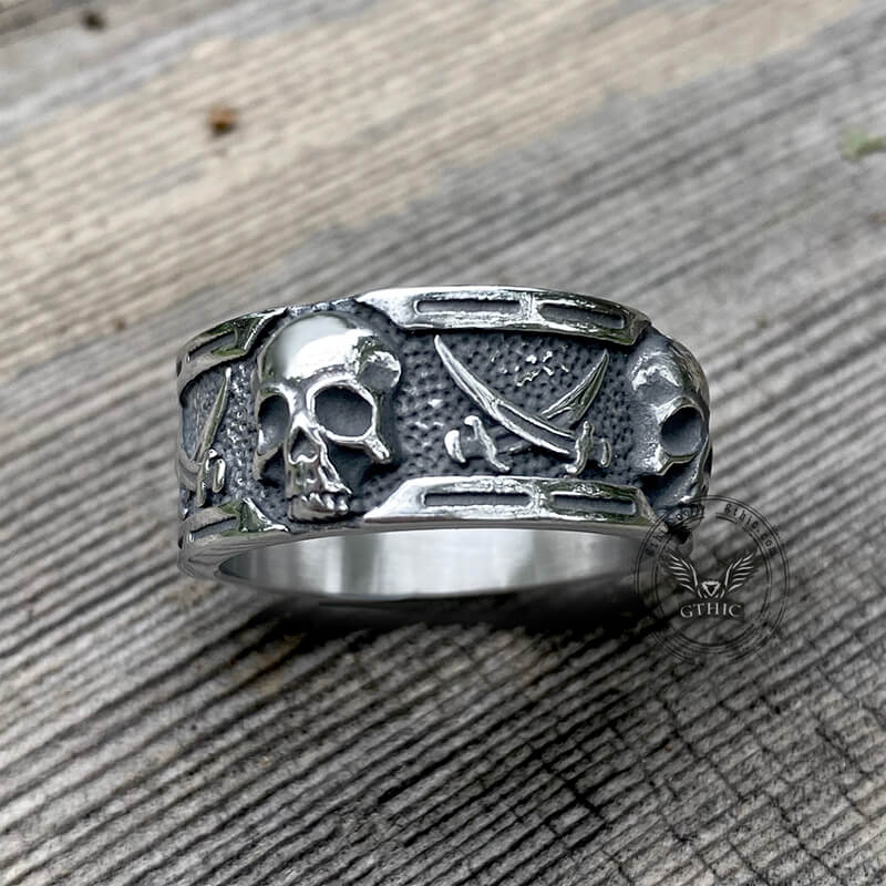Pirate Sword Stainless Steel Skull Ring | Gthic.com