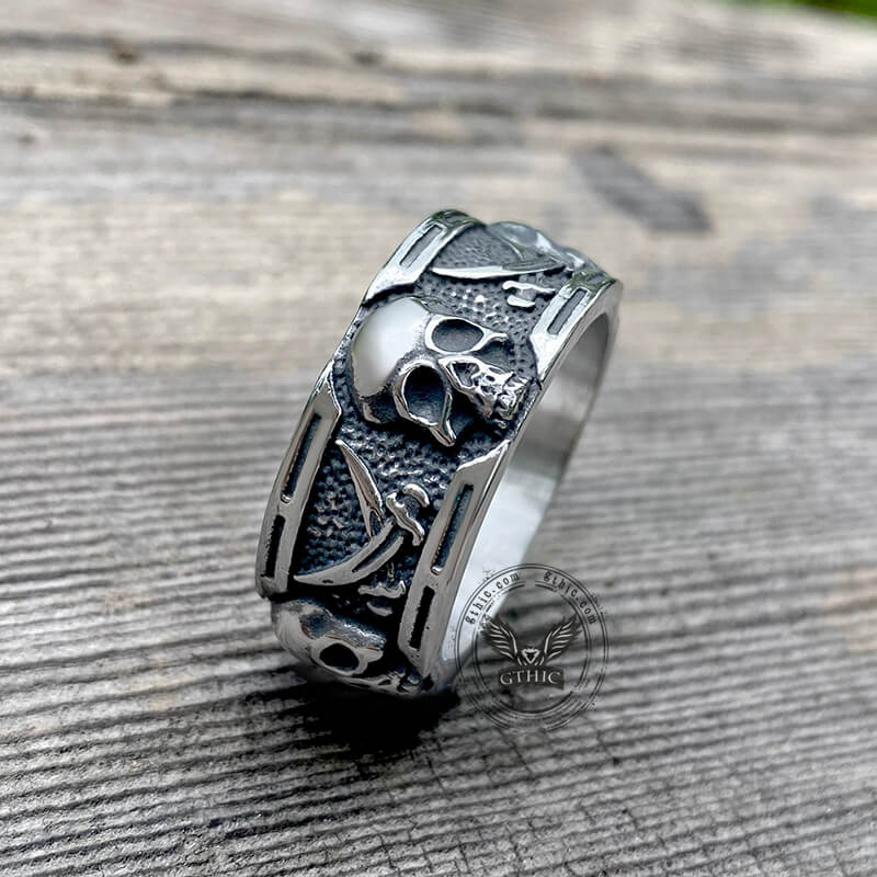 Pirate Sword Stainless Steel Skull Ring | Gthic.com