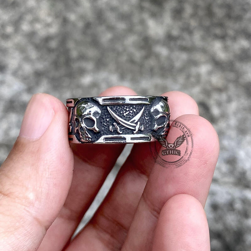 Pirate Sword Stainless Steel Skull Ring | Gthic.com