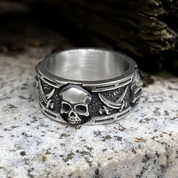 Pirate Sword Stainless Steel Skull Ring | Gthic.com