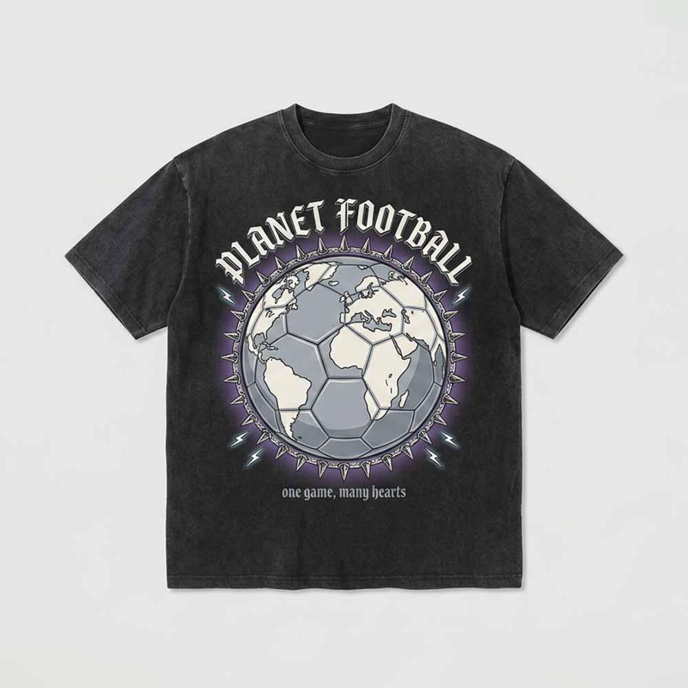 Planet Football Spiked Globe Vintage Washed T-shirt | Gthic.com